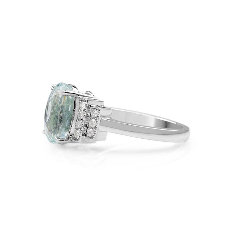 18ct White Gold Aquamarine and Diamond Ring