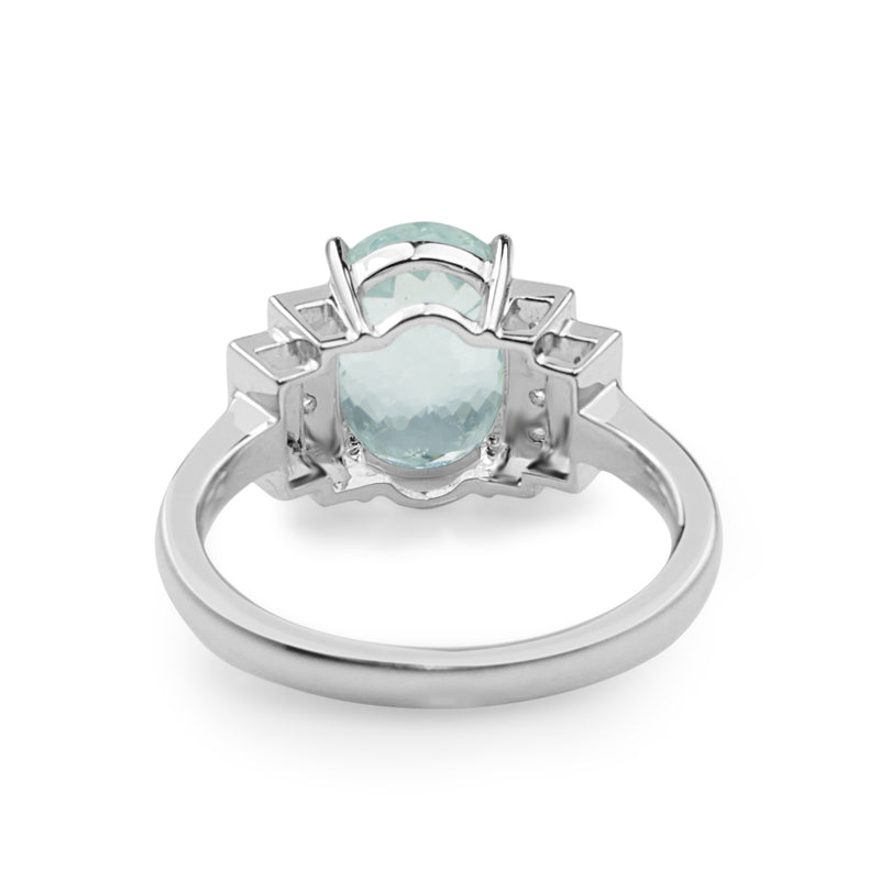 18ct White Gold Aquamarine and Diamond Ring