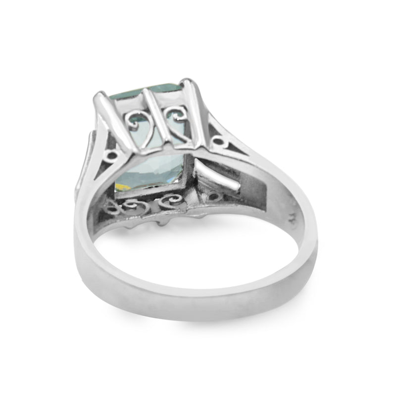 14ct White Gold Aquamarine Solitaire Ring