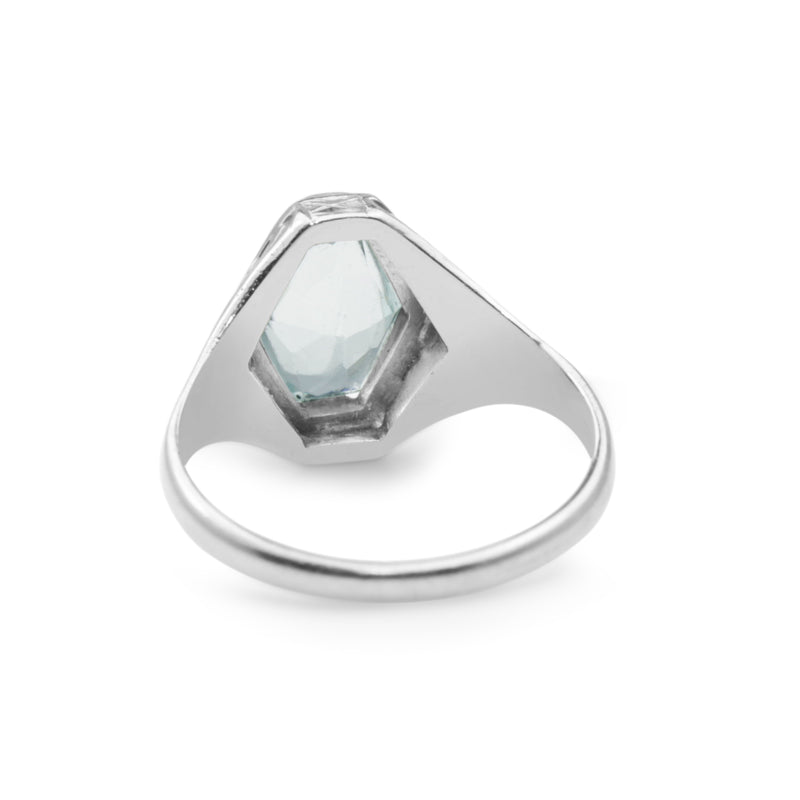 18ct White Gold Art Deco Aquamarine Ring