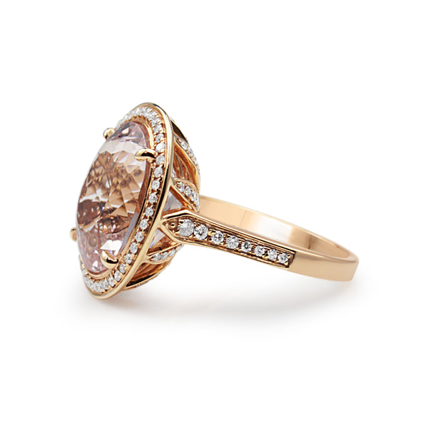 18ct Rose Gold Morganite and Diamond Ring