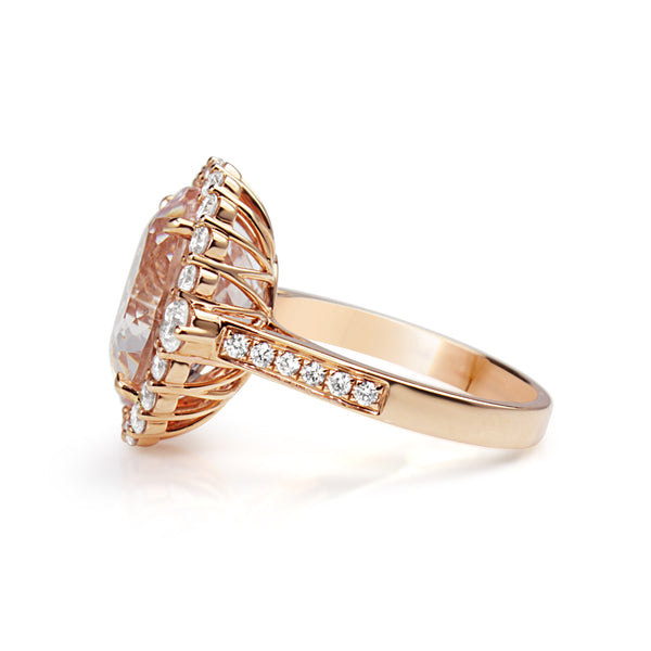 18ct Rose Gold Morganite and Diamond Ring
