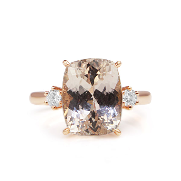 18ct Rose Gold Morganite and Diamond Ring