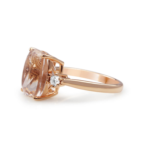 18ct Rose Gold Morganite and Diamond Ring