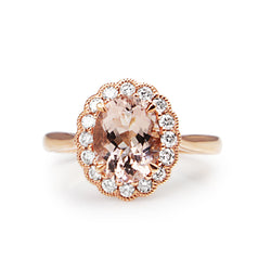 9ct Rose Gold Morganite and Diamond Daisy Ring