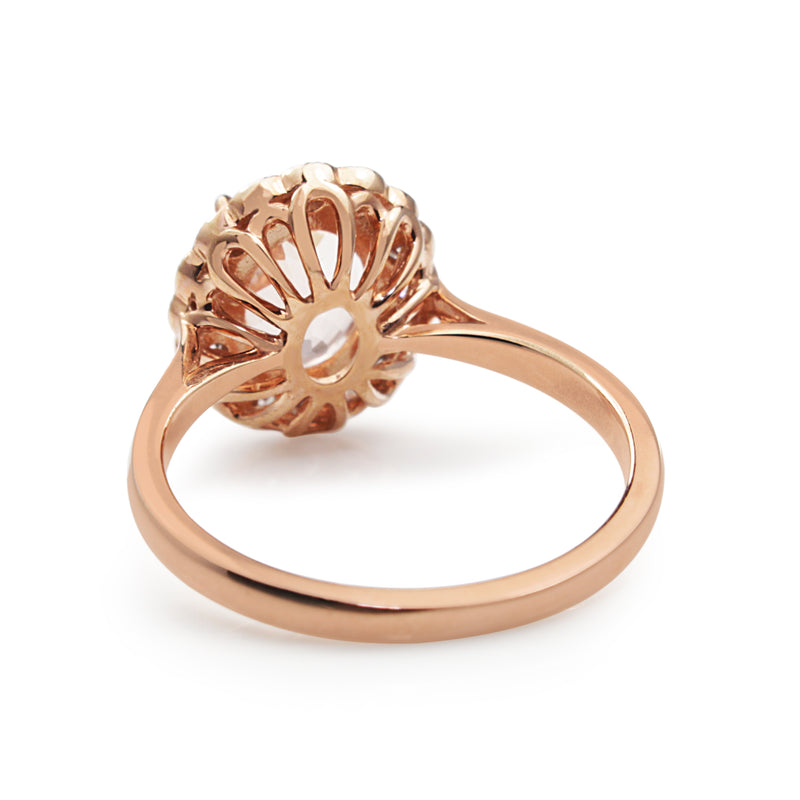 9ct Rose Gold Morganite and Diamond Daisy Ring