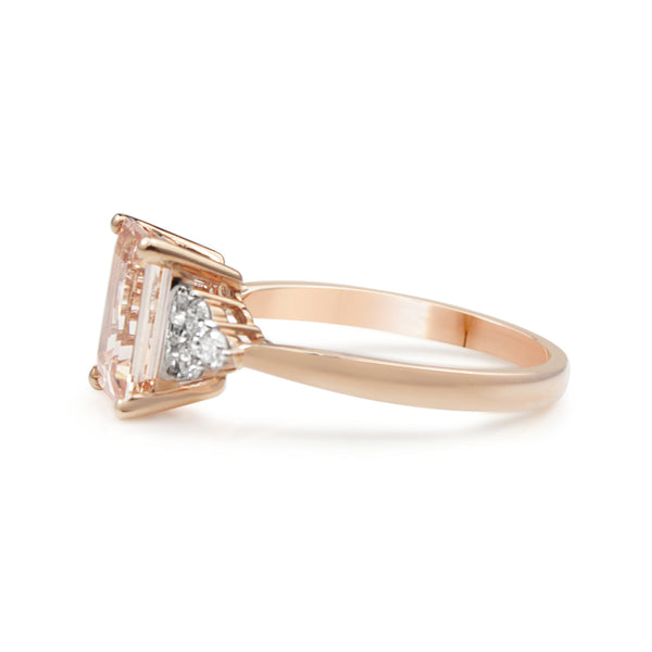 9ct Rose Gold Morganite and Diamond Ring