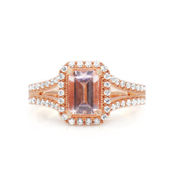 9ct Rose Gold Morganite and Diamond Ring