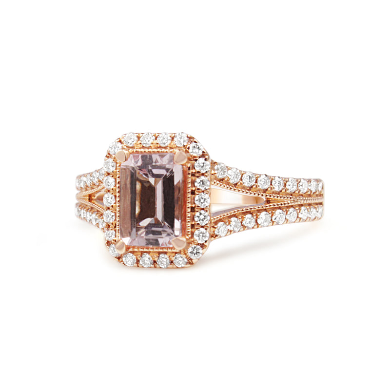 9ct Rose Gold Morganite and Diamond Ring