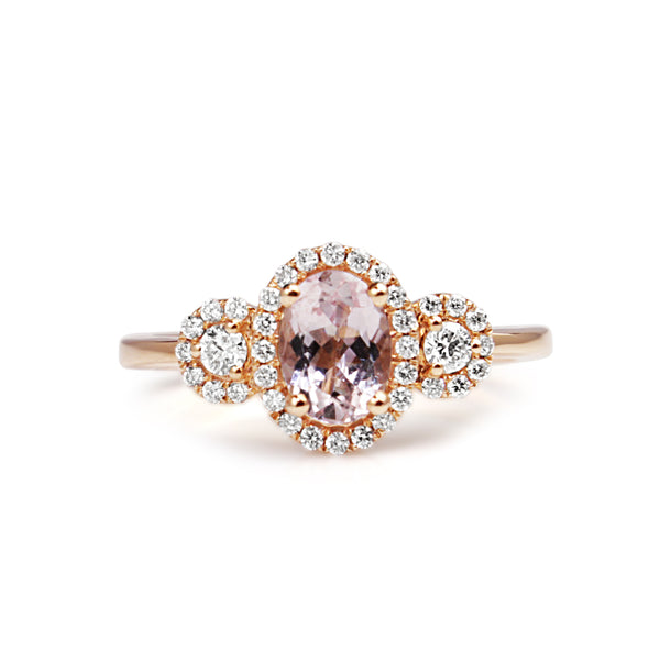 9ct Rose Gold Morganite and Diamond Ring