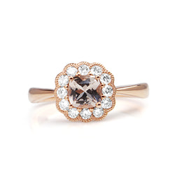 9ct Rose Gold Morganite and Diamond Daisy Ring