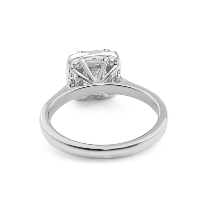 18ct White Gold Asscher Diamond Halo Ring