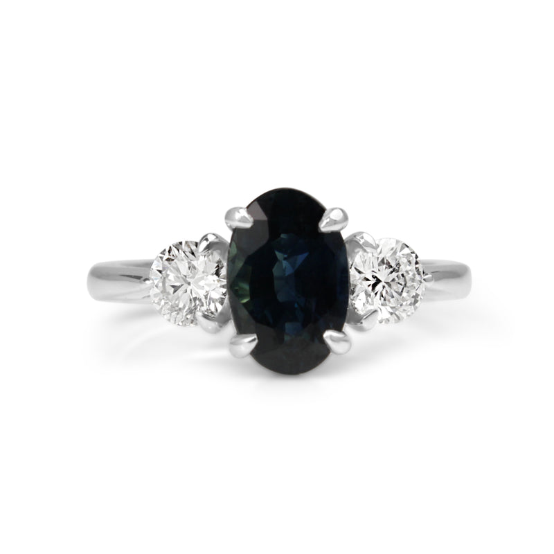 18ct White Gold Sapphire and Diamond 3 Stone Ring