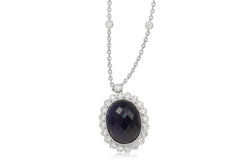 18ct White Gold Treated Sapphire and Diamond Daisy Necklace