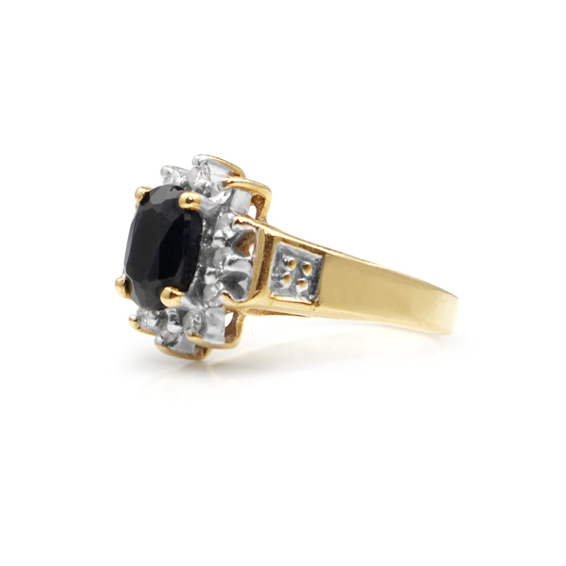 9ct Yellow Gold Sapphire and Diamond Ring