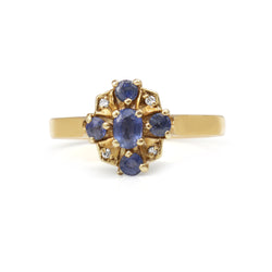 9ct Yellow Gold Sapphire and Diamond Vintage Ring