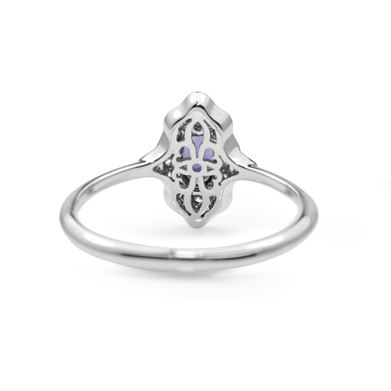 18ct White Gold Sapphire and Diamond Deco Style Ring