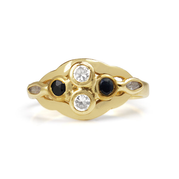14ct Yellow Gold Sapphire and C/Z Ring