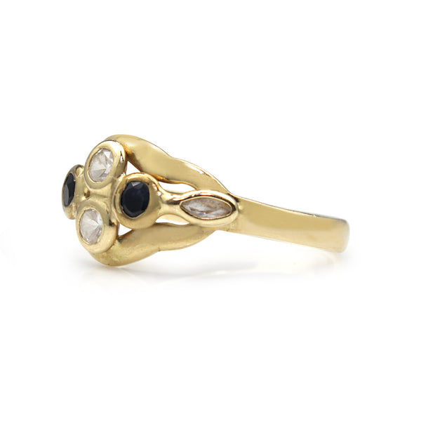 14ct Yellow Gold Sapphire and C/Z Ring