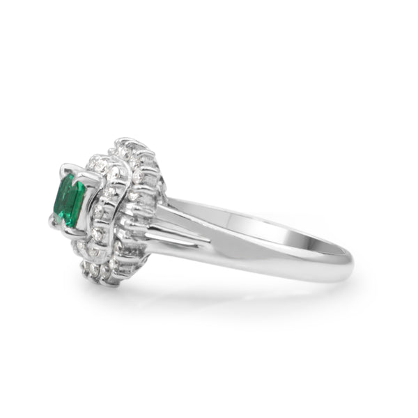 Platinum Emerald and Diamond Vintage Ring