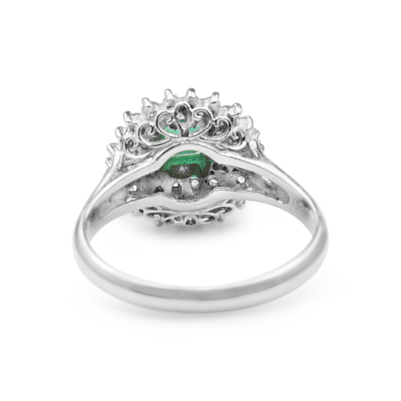 Platinum Emerald and Diamond Vintage Ring