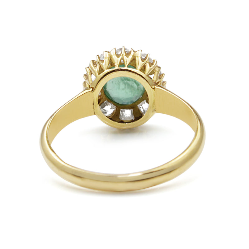 18ct Yellow Gold Emerald and Diamond Antique Ring