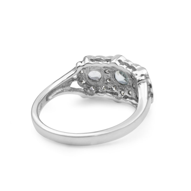 9ct White Gold Topaz and Diamond Floral Halo Ring