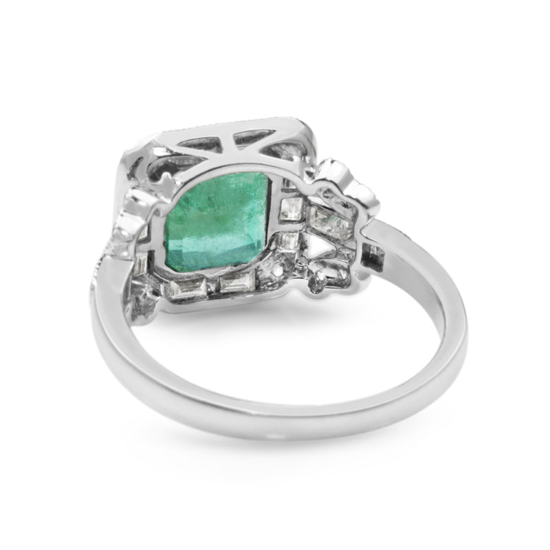 18ct White Gold Emerald and Diamond Ring