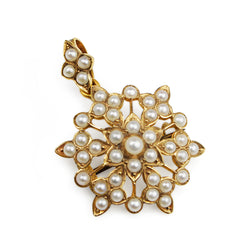 18ct Yellow Gold Antique Boxed Pearl Pendant and Brooch