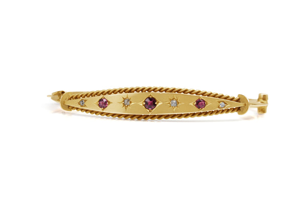 9ct Rose Gold Antique Ruby and Old Cut Diamond Bangle