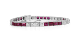 14ct White Gold Synthetic Ruby and Diamond Bracelet