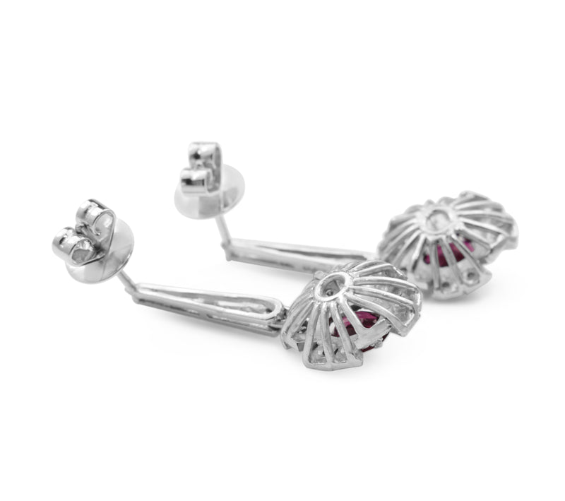 Palladium Ruby and Diamond Art Deco Earrings