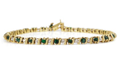 14ct Yellow Gold Emerald and Diamond Bracelet