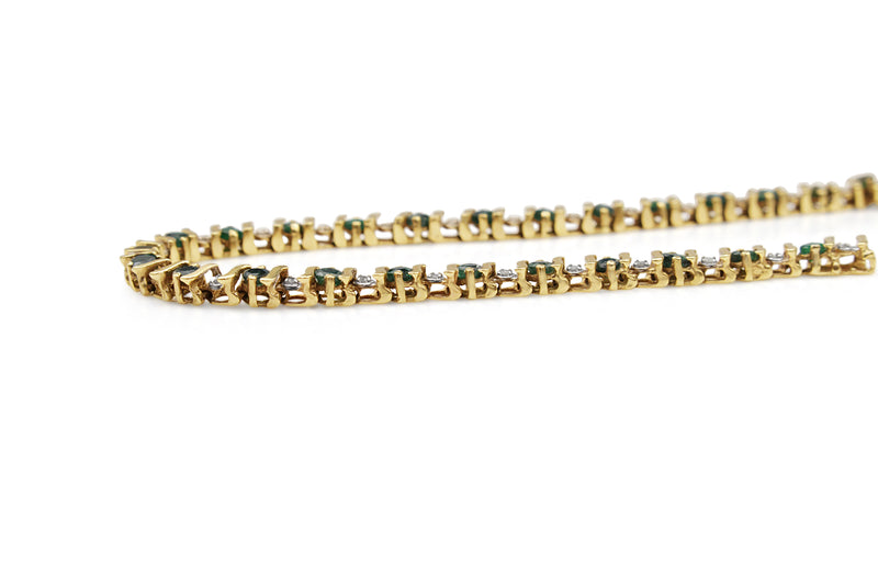 14ct Yellow Gold Emerald and Diamond Bracelet