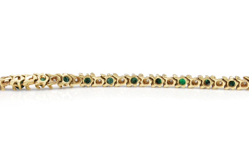 14ct Yellow Gold Emerald and Diamond Bracelet