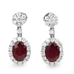 18ct White Gold Treated Ruby and Diamond Earrings
