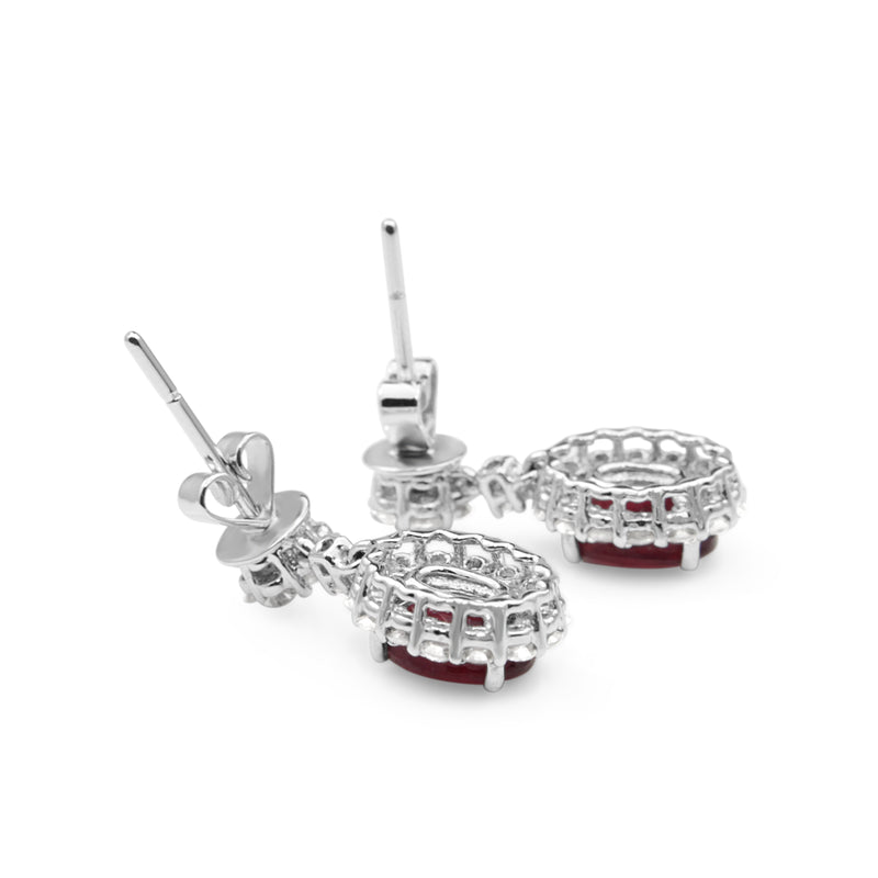 18ct White Gold Treated Ruby and Diamond Earrings