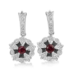 14ct White Gold Ruby and Diamond Earrings