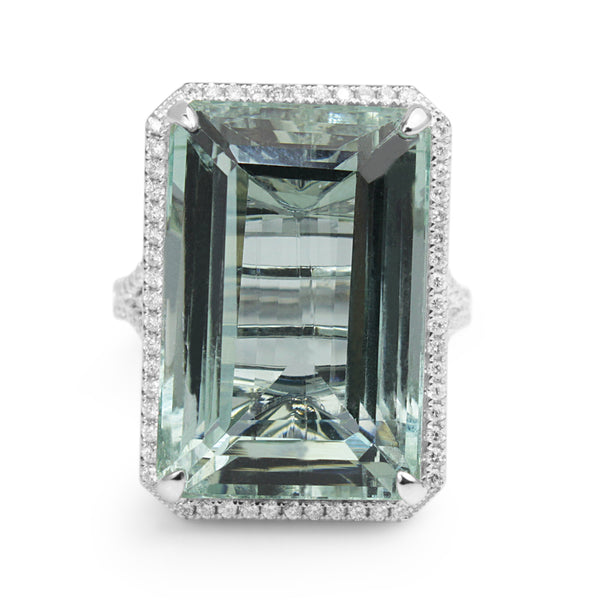 18ct White Gold Aquamarine and Diamond Ring