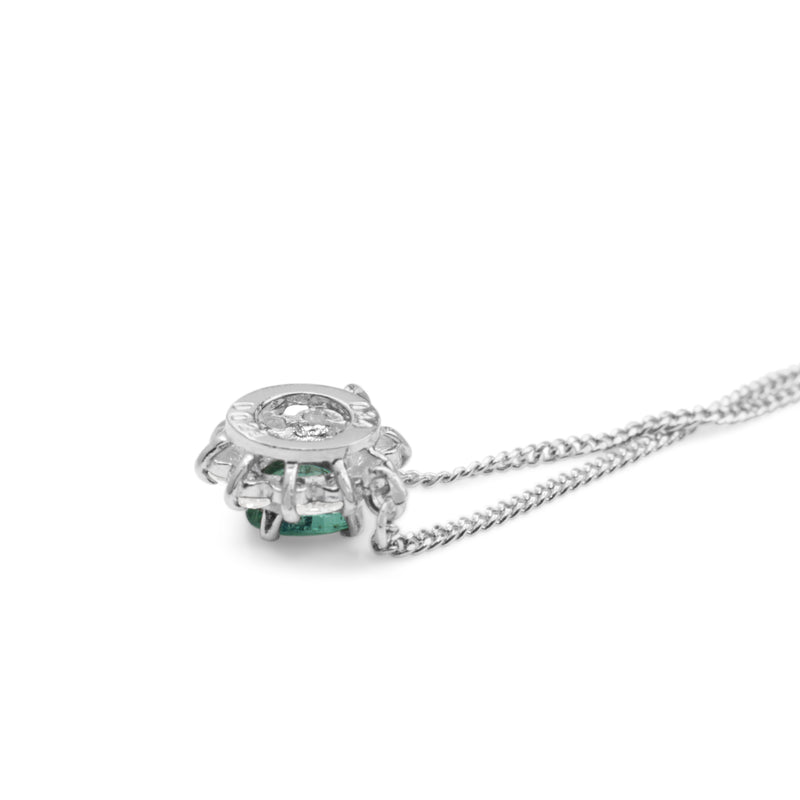 Platinum Vintage Emerald and Diamond Pendant