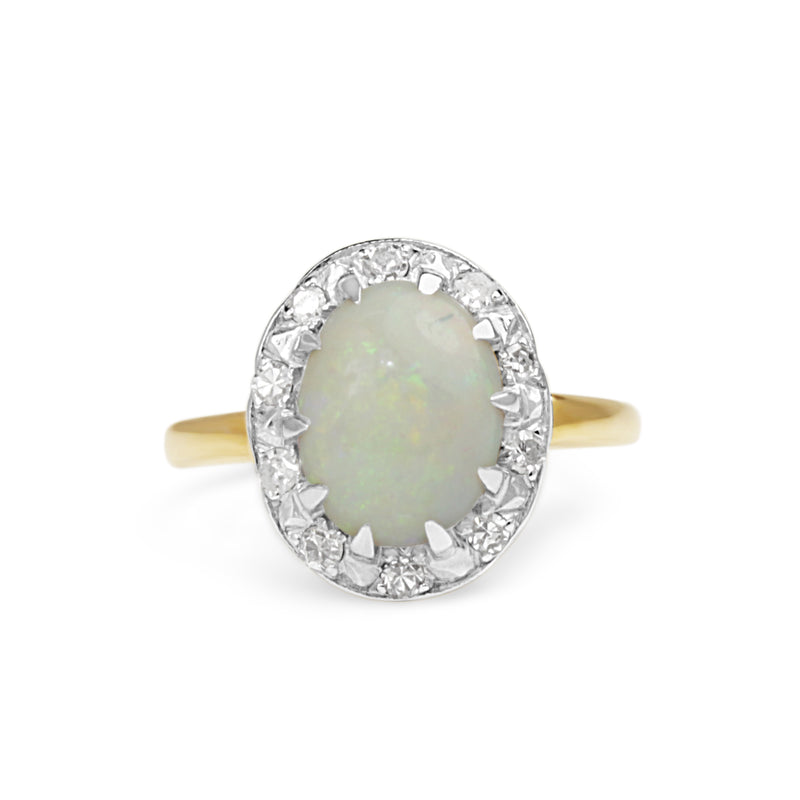 14ct Yellow and White Gold Opal and Diamond Vintage Ring