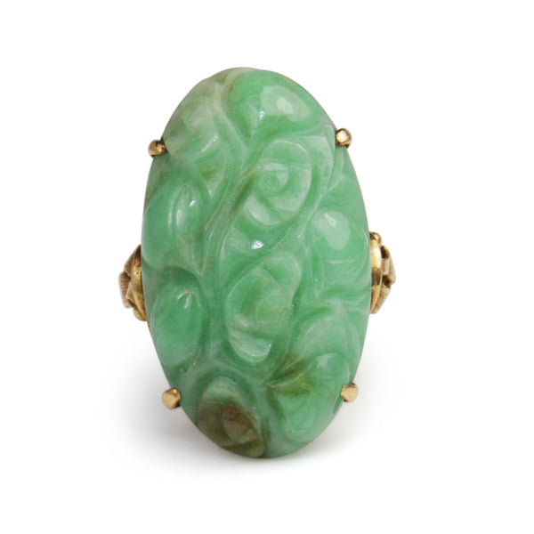 14ct Yellow Gold Vintage Jade Ring