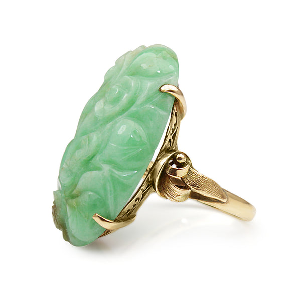 14ct Yellow Gold Vintage Jade Ring