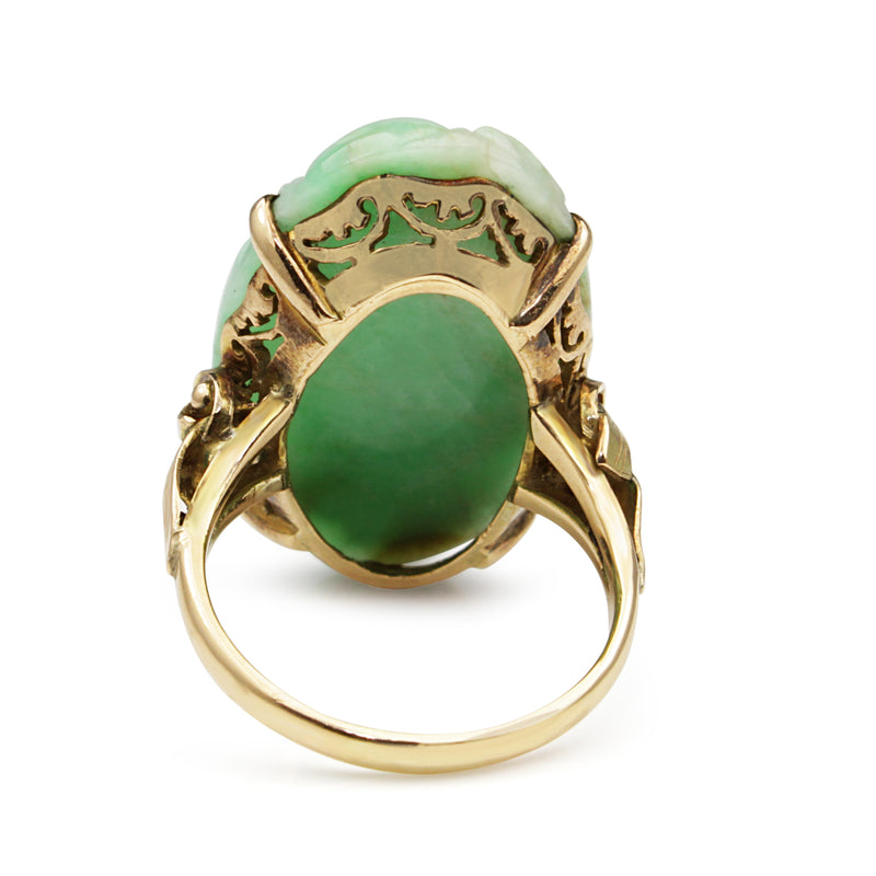 14ct Yellow Gold Vintage Jade Ring