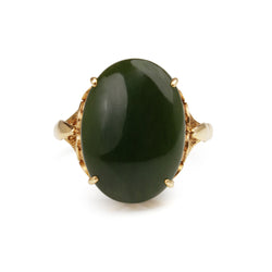 14ct Yellow Gold Vintage Jade Ring