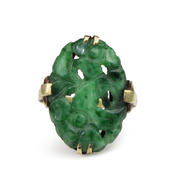 14ct Yellow Gold Vintage Jade Ring