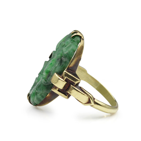 14ct Yellow Gold Vintage Jade Ring