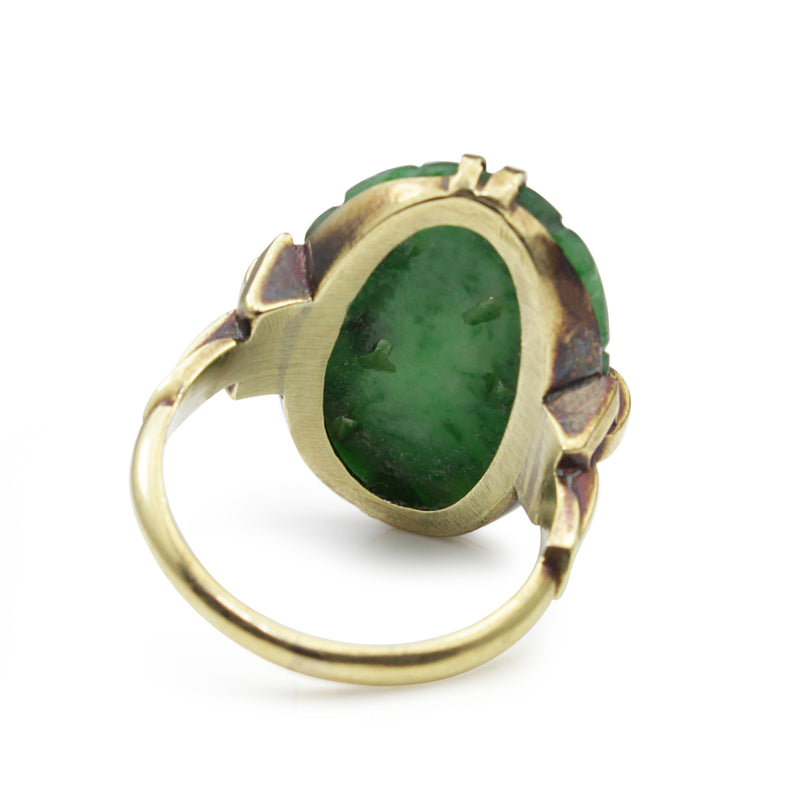 14ct Yellow Gold Vintage Jade Ring