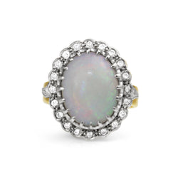 18ct Yellow and White Gold Opal and Diamond Vintage Ring