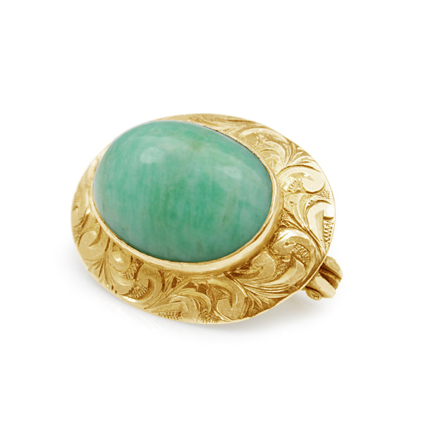 10ct Yellow Gold Jade Brooch